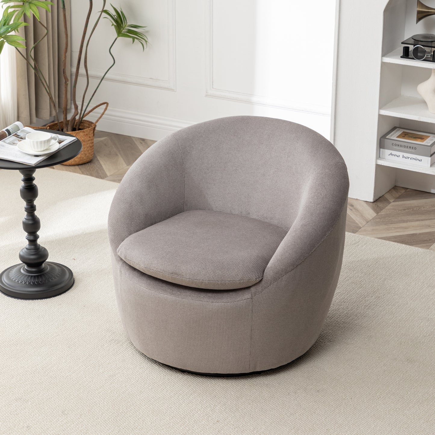 Roundhill Furniture Winnie Modern Barrel Chair, 360° Swivel