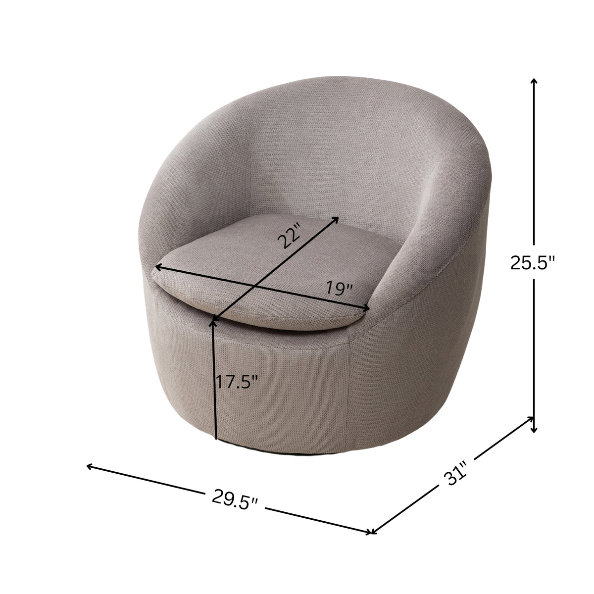 Roundhill Furniture Winnie Modern Barrel Chair, 360 Swivel