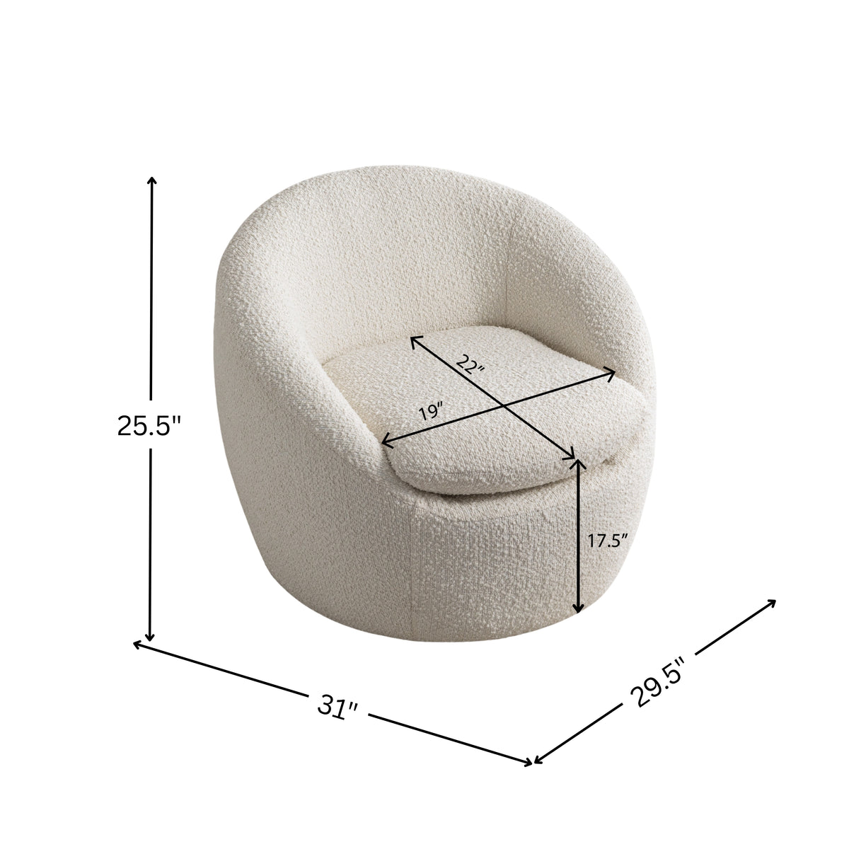 Roundhill Furniture Winnie Modern Barrel Chair, 360 Swivel