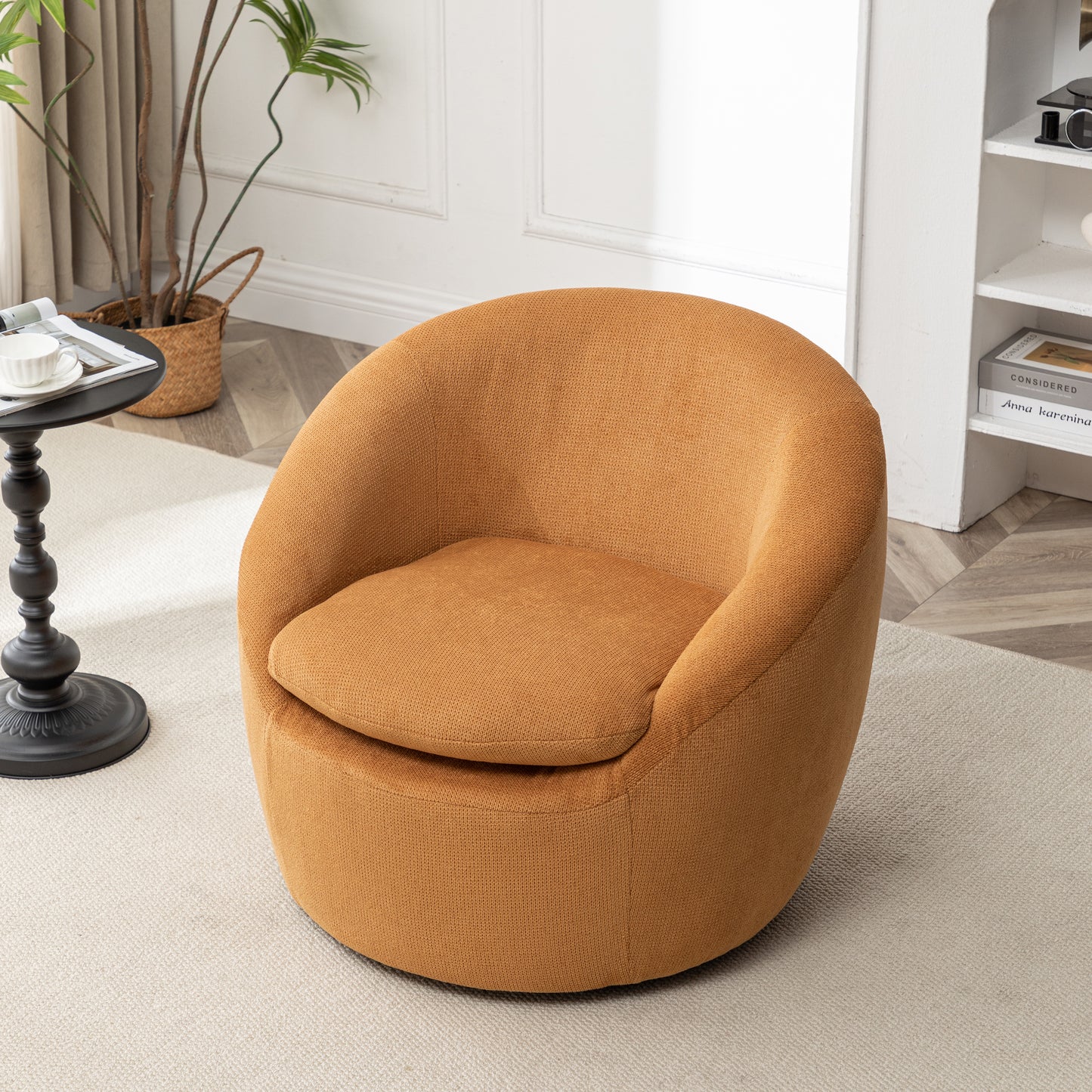 Roundhill Furniture Winnie Modern Barrel Chair, 360° Swivel