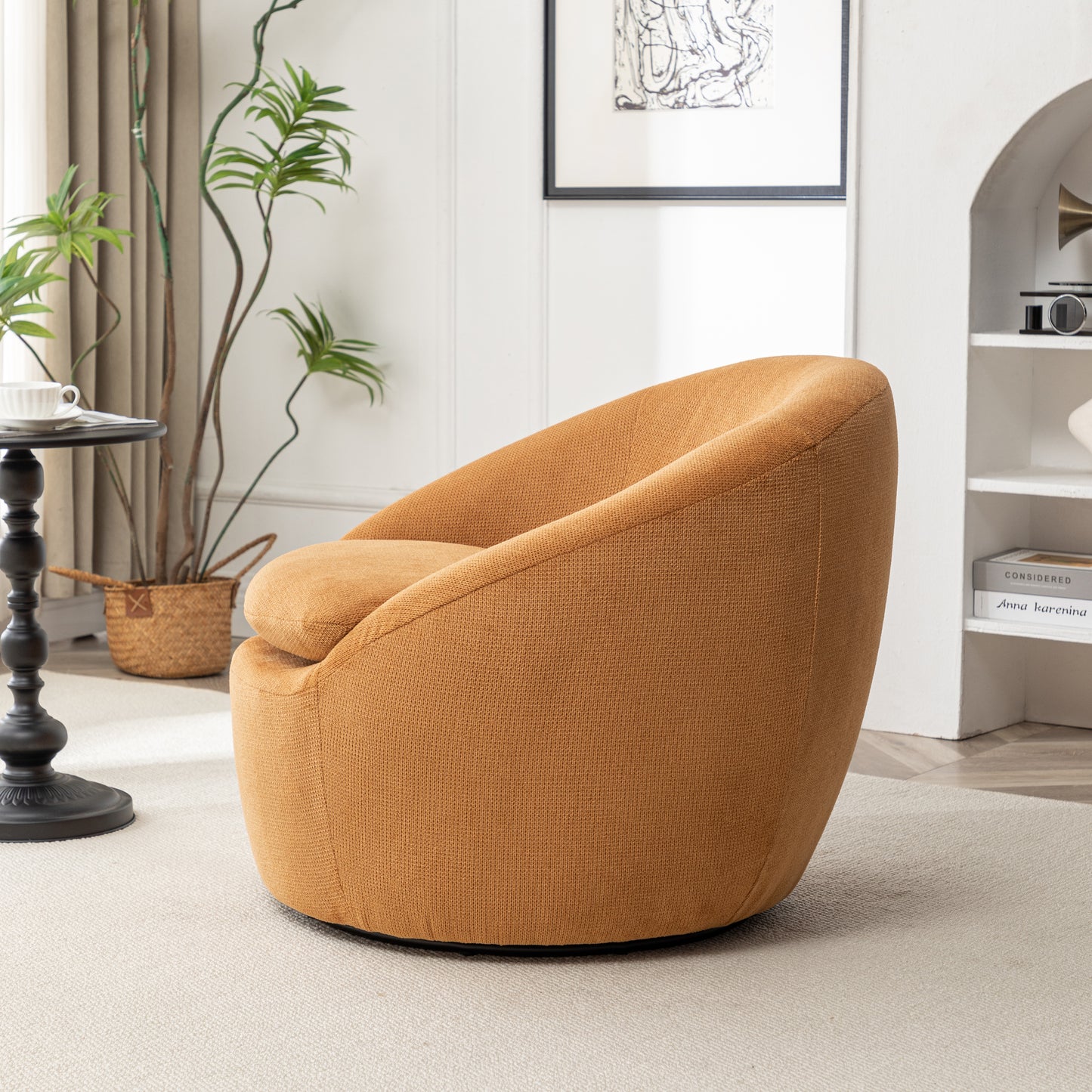 Roundhill Furniture Winnie Modern Barrel Chair, 360° Swivel