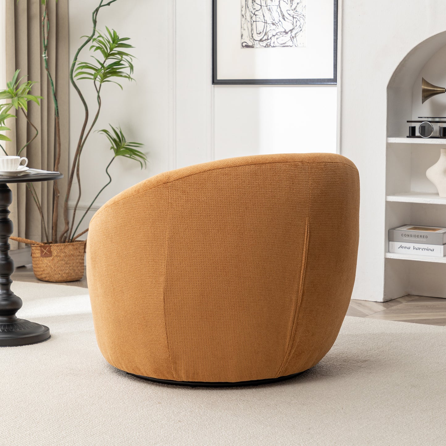 Roundhill Furniture Winnie Modern Barrel Chair, 360° Swivel