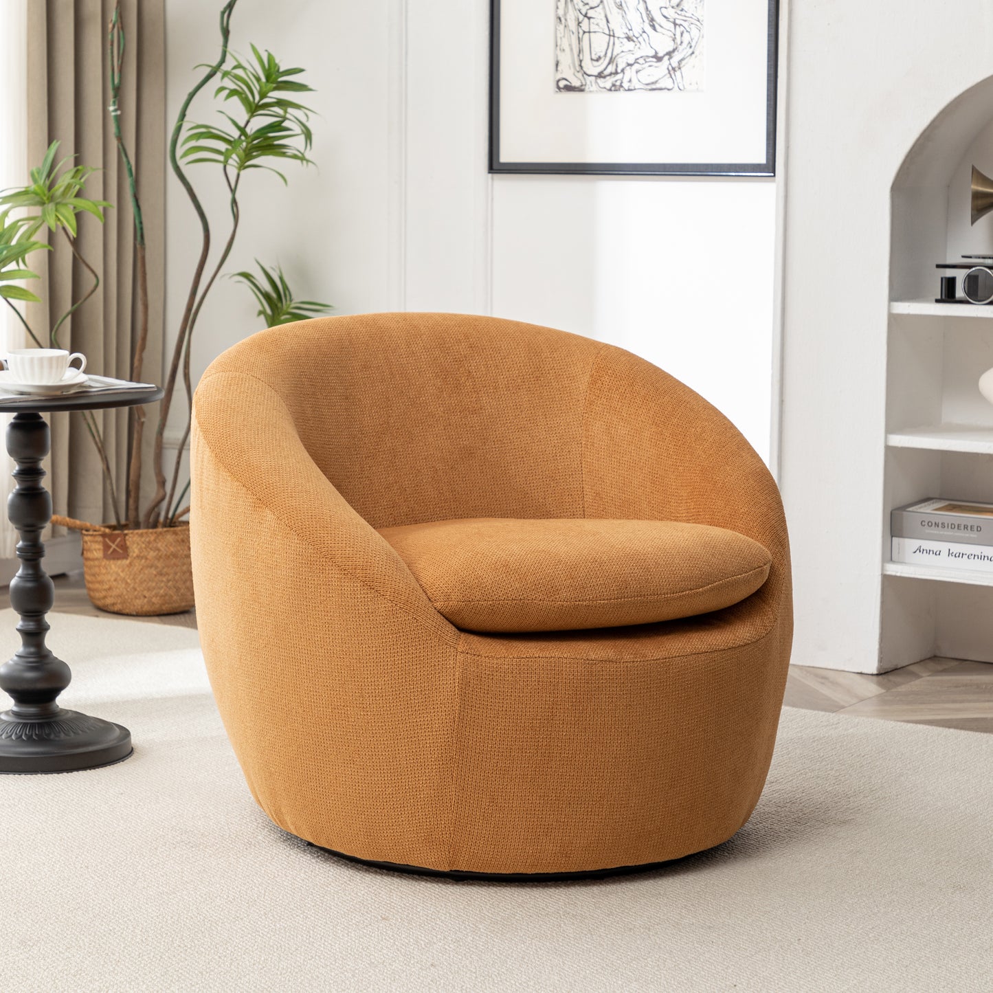 Roundhill Furniture Winnie Modern Barrel Chair, 360° Swivel