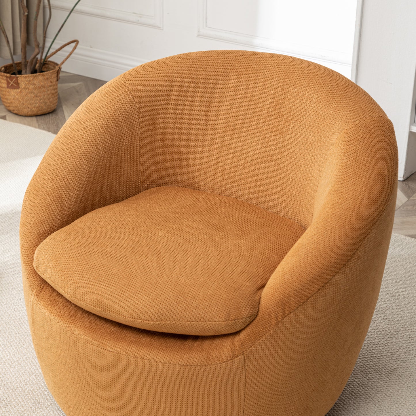 Roundhill Furniture Winnie Modern Barrel Chair, 360° Swivel