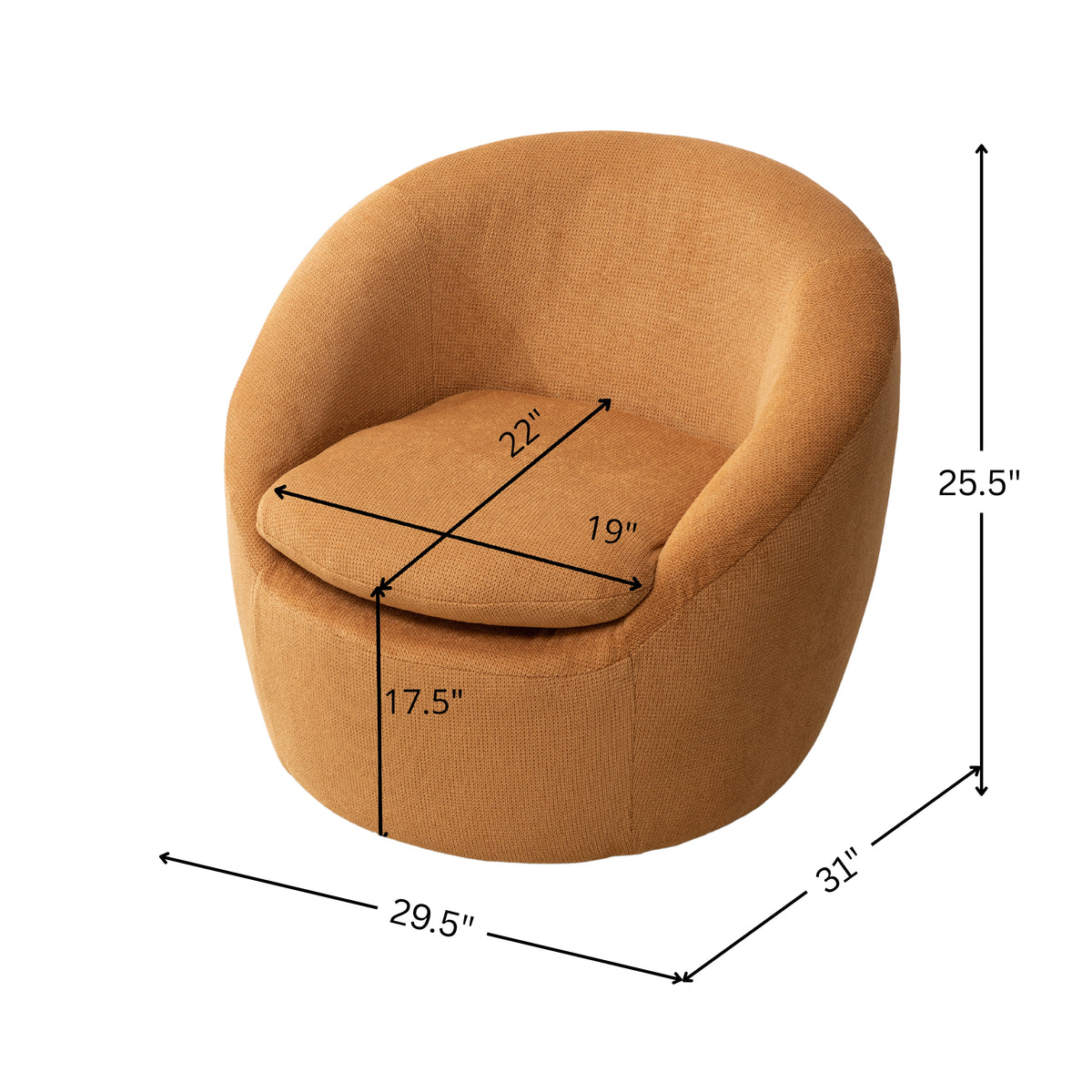 Roundhill Furniture Winnie Modern Barrel Chair, 360 Swivel