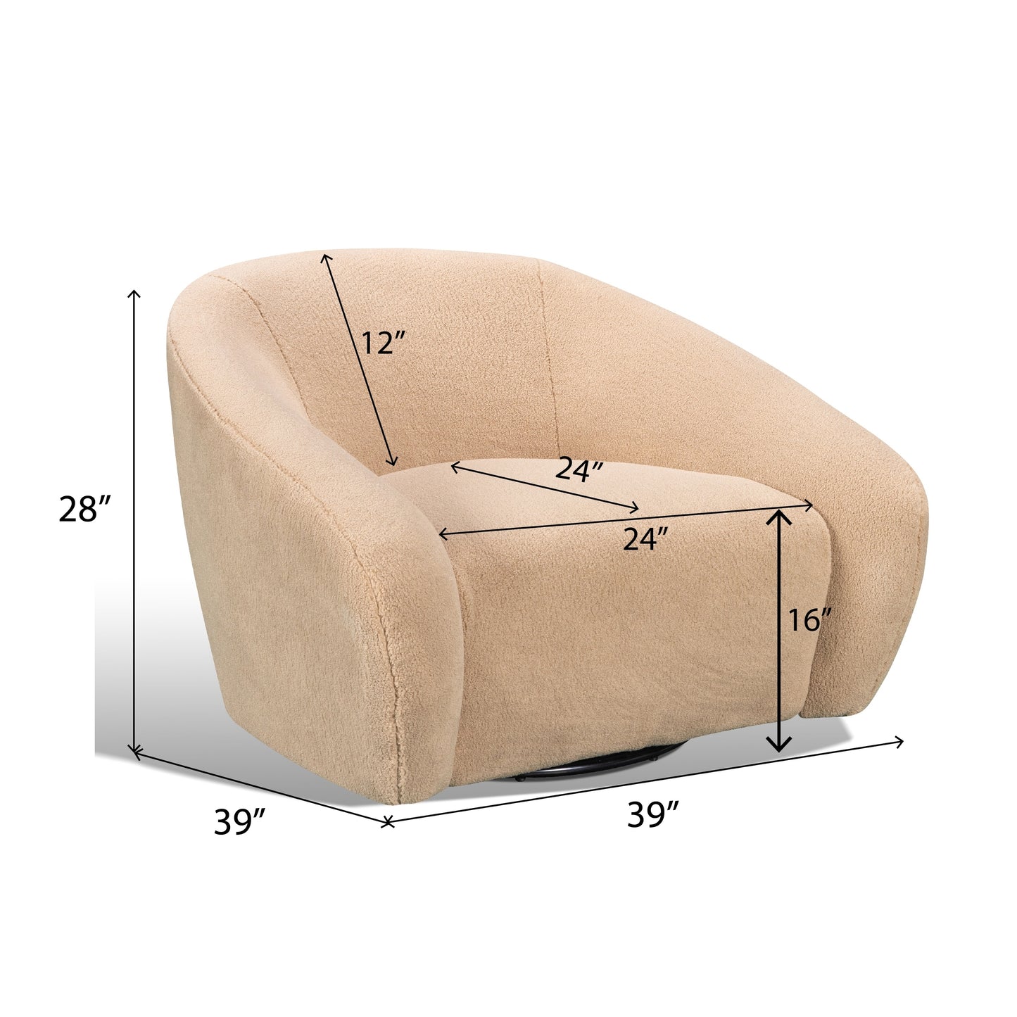 Roundhill Furniture Luzern Modern Boucle Upholstered Accent Chair, 360° Swivel