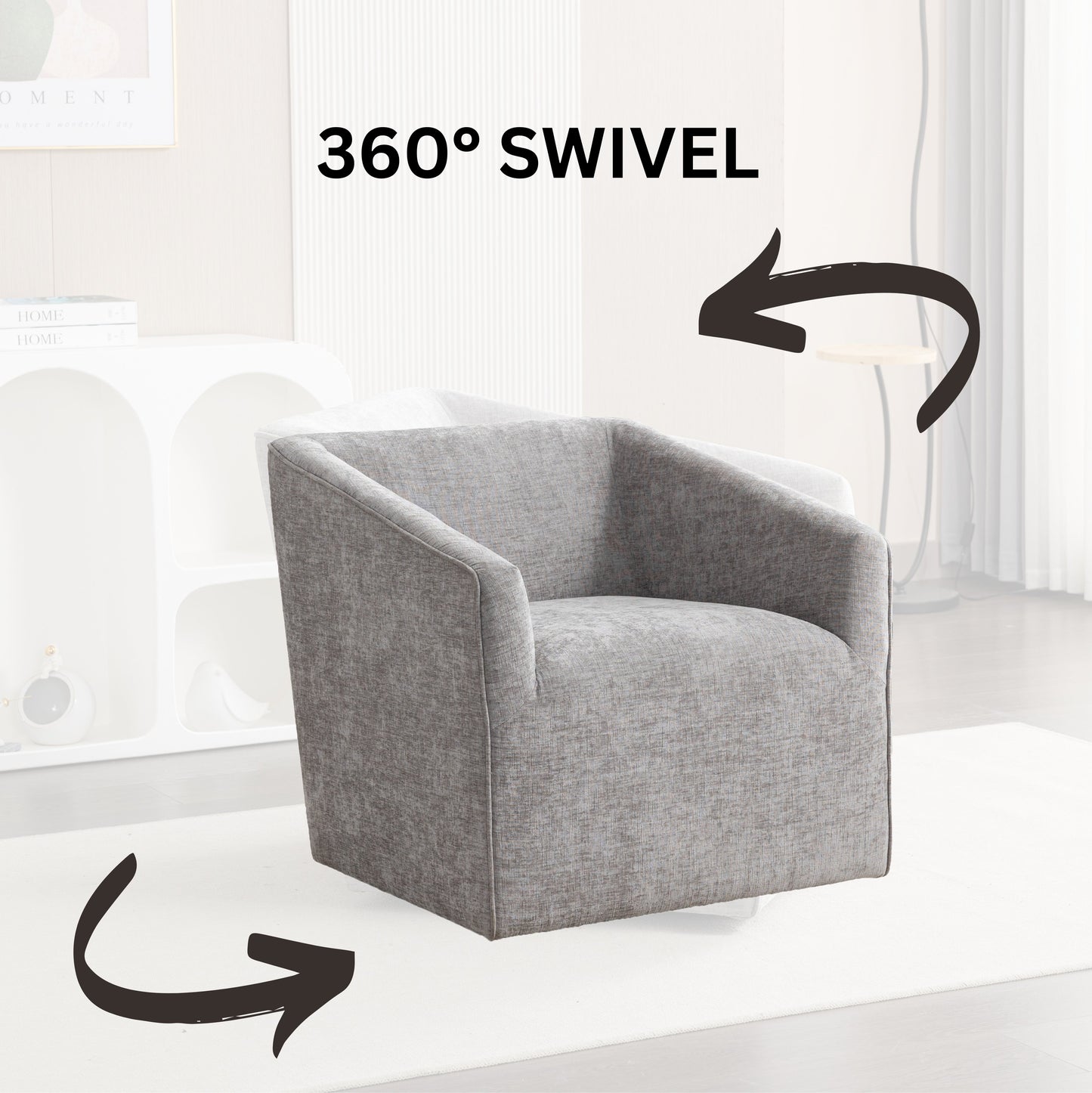 Roundhill Furniture Nice Modern Upholstered 360° Swivel Barrel Armchair