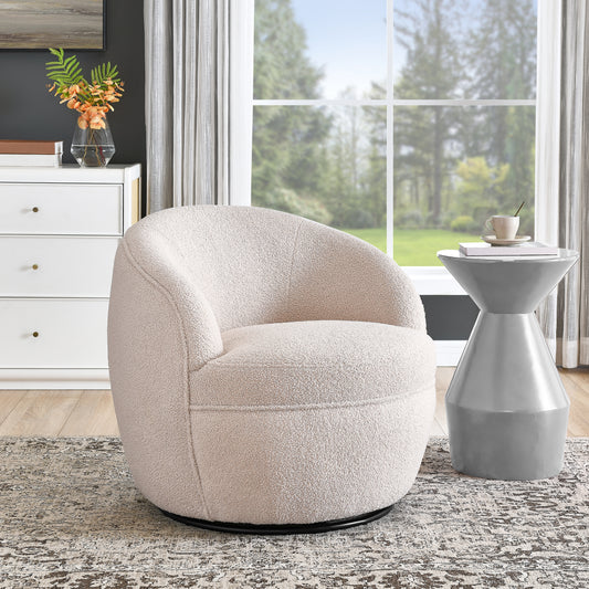 Roundhill Furniture Galleria 360 Swivel Teddy Sherpa Barrel Chair