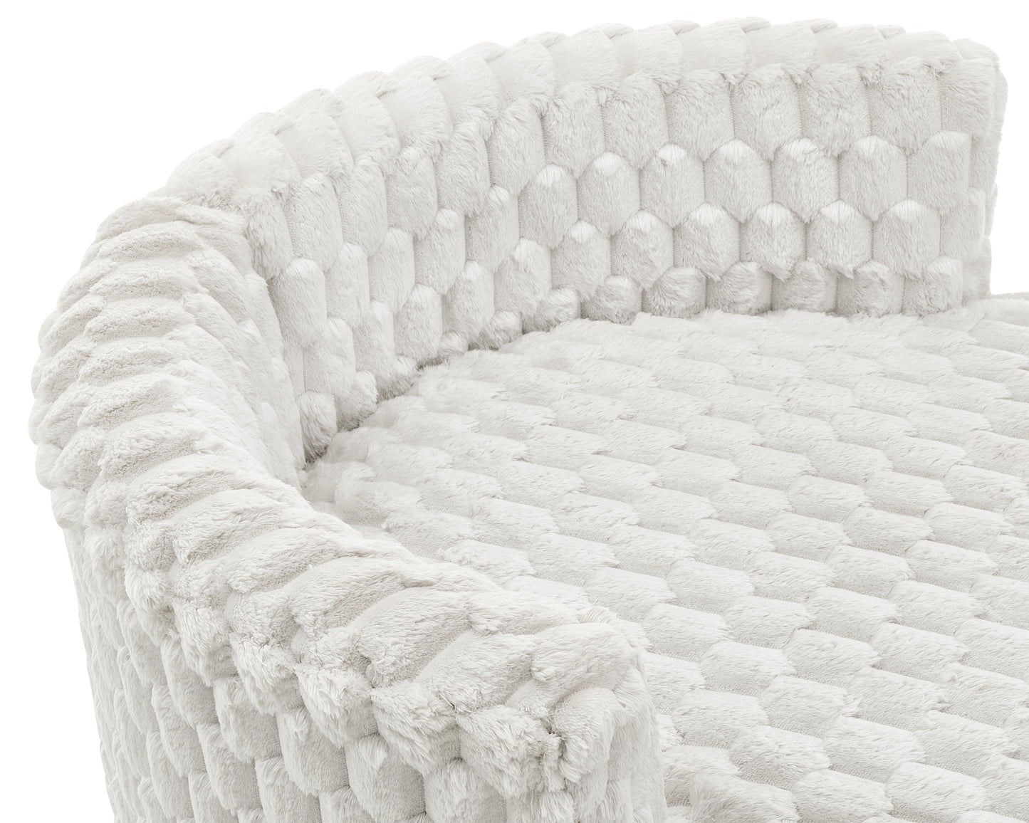 Roundhill Furniture Malna Plush 3D Upholstered Barrel Accent Chair with Wheels, Off-white