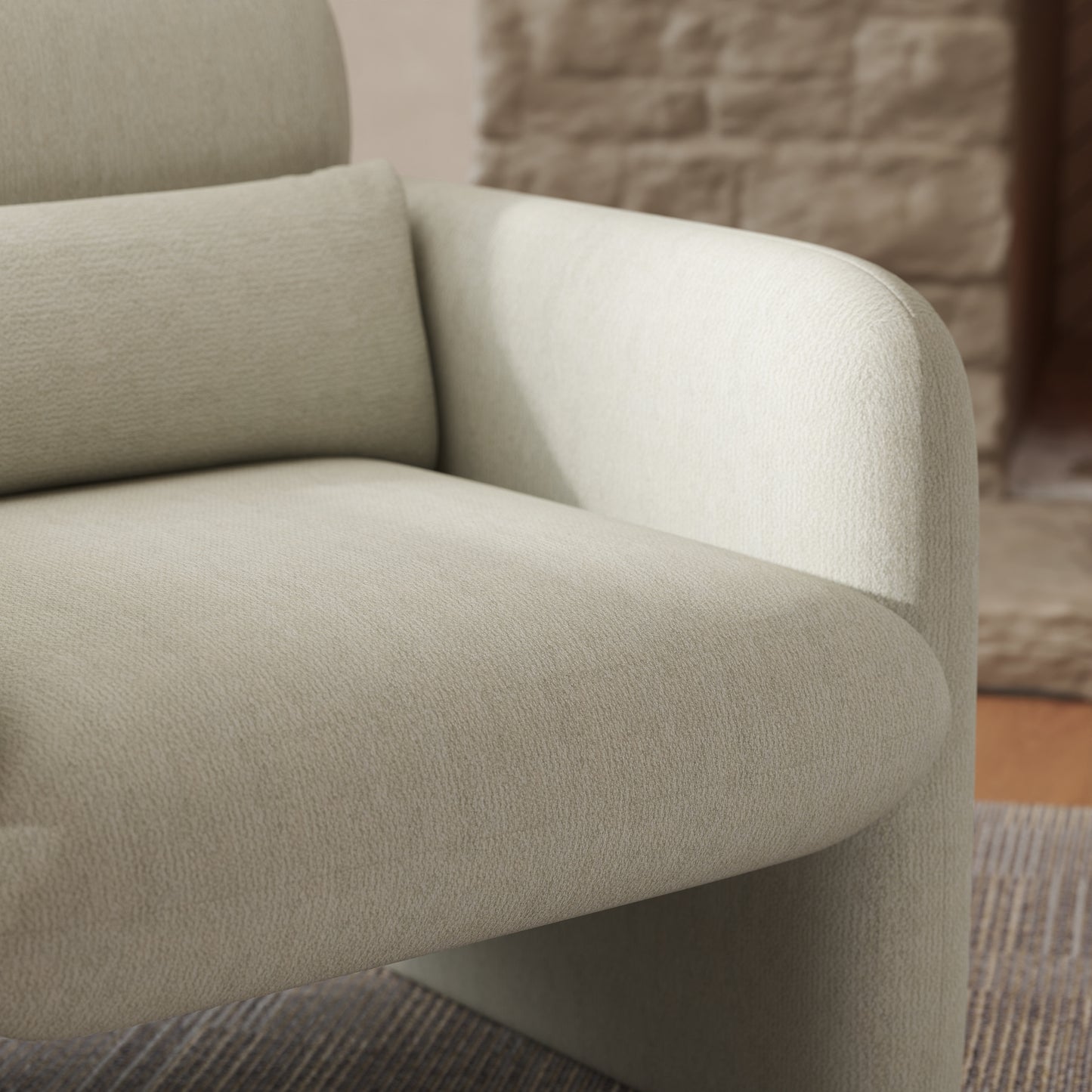 Roundhill Furniture Dylan Modern Upholstered Barrel Armchair, Cream White