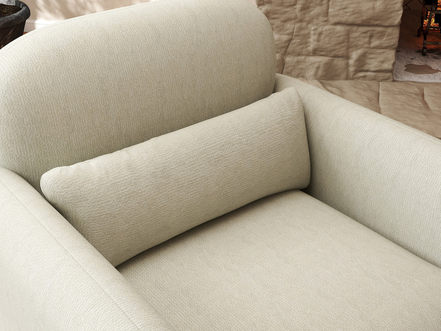 Roundhill Furniture Dylan Modern Upholstered Barrel Armchair, Cream White