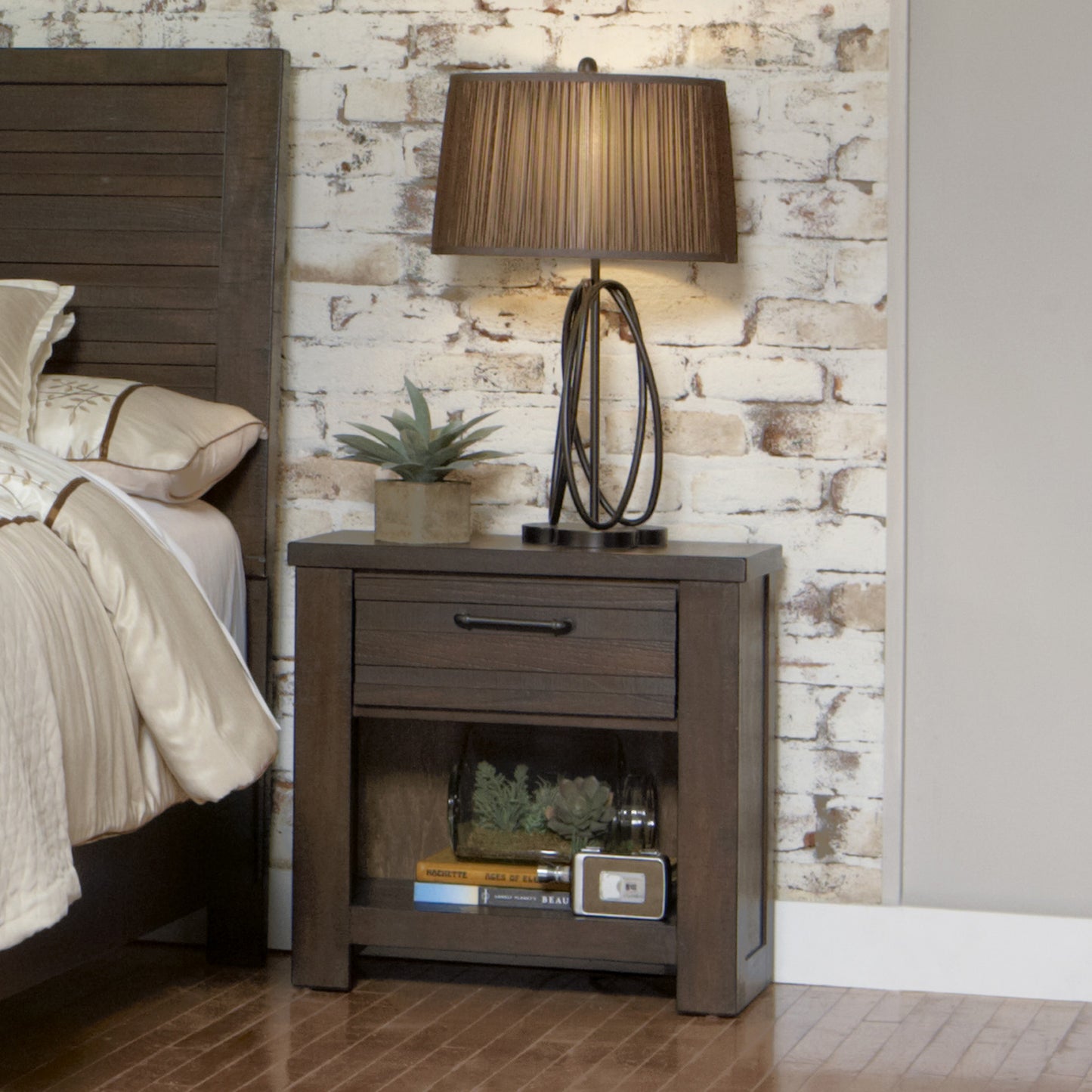 Sedona Transitional Wood Drawer Nightstand in Espresso