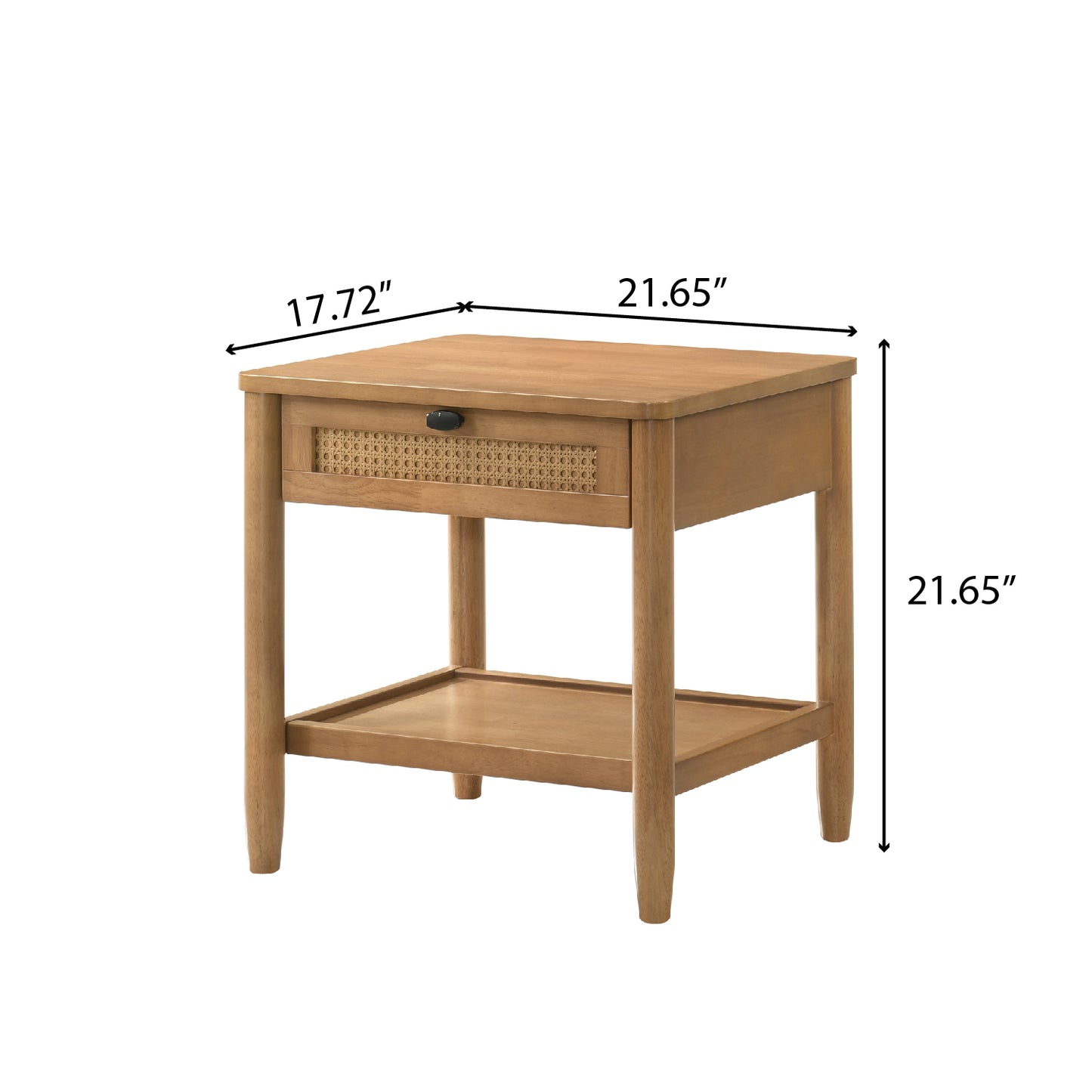 Vichy Single-Drawer Bedroom Nightstand with Shelf, Light Walnut