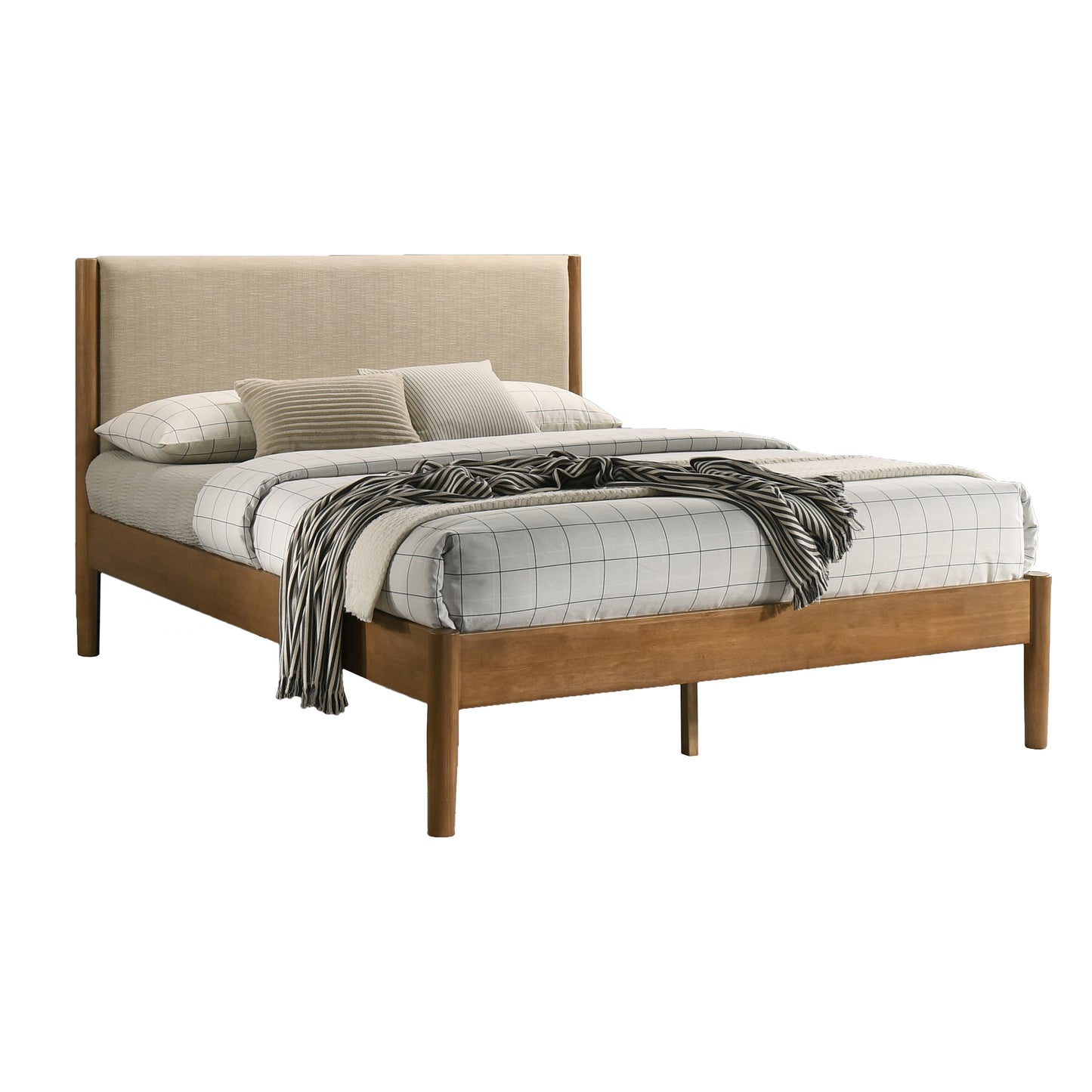 Vichy Rubberwood Platform Bed in Light Walnut