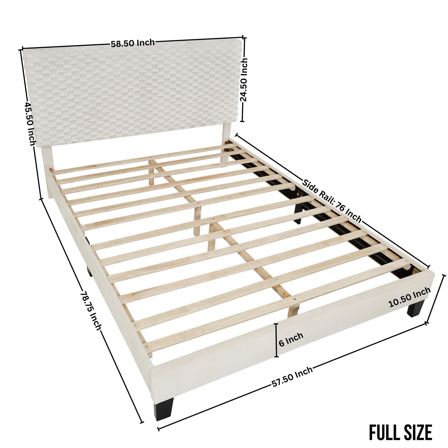 Findlay Plush 3D Upholstered Platform Bed in White Dove