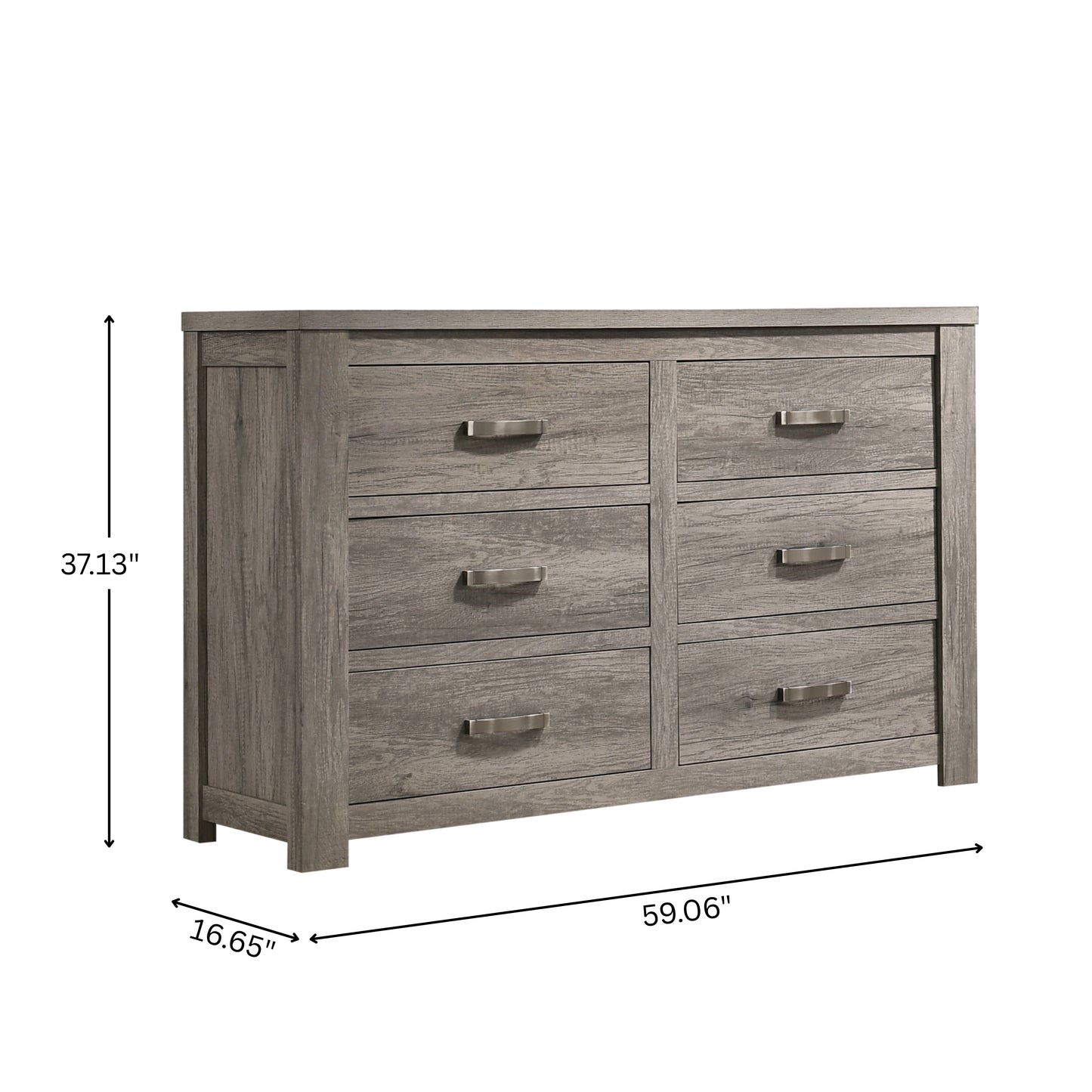 Floren Contemporary Weathered Gray Wood 6-Drawer Dresser