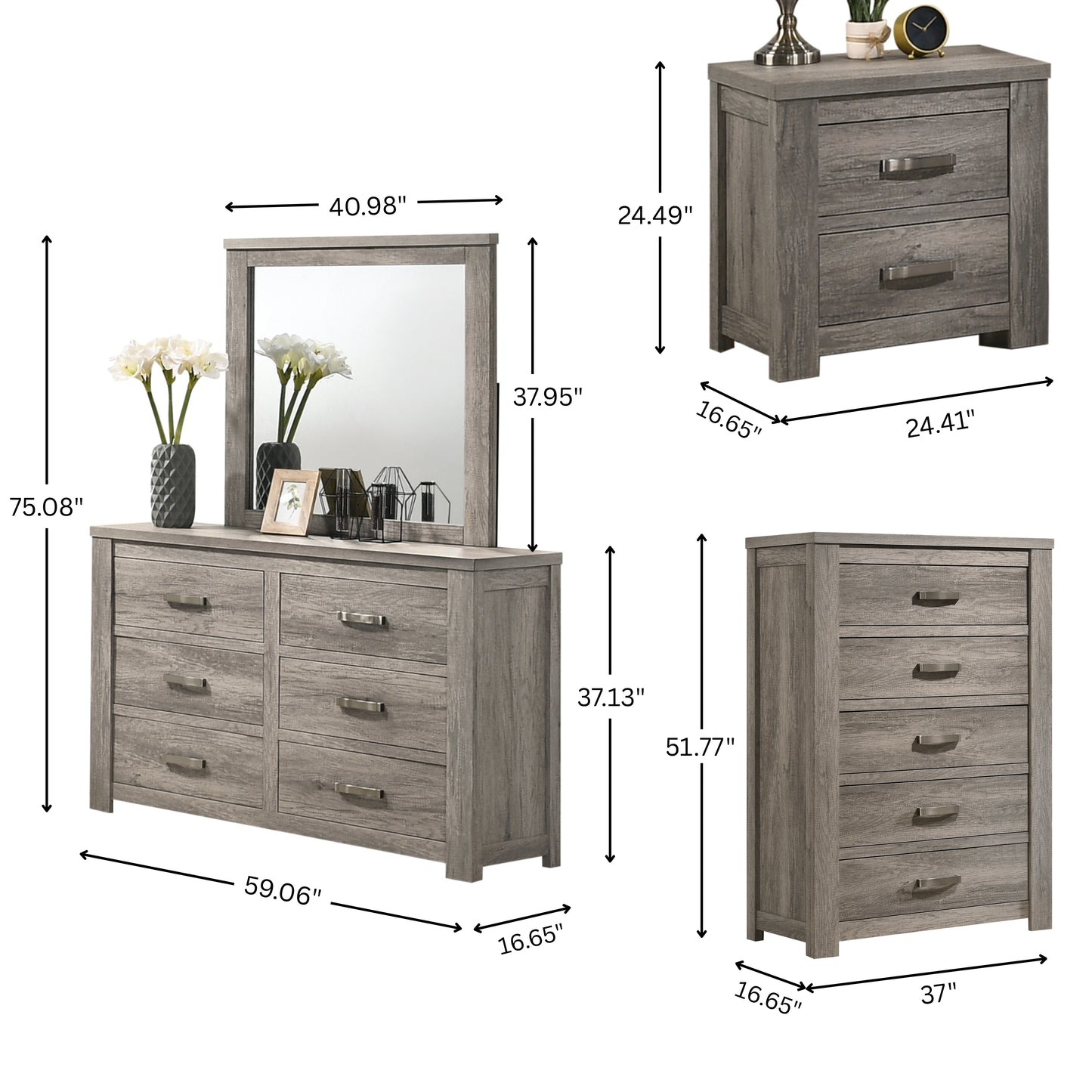 Floren Contemporary Weathered Gray Wood Bedroom Collection