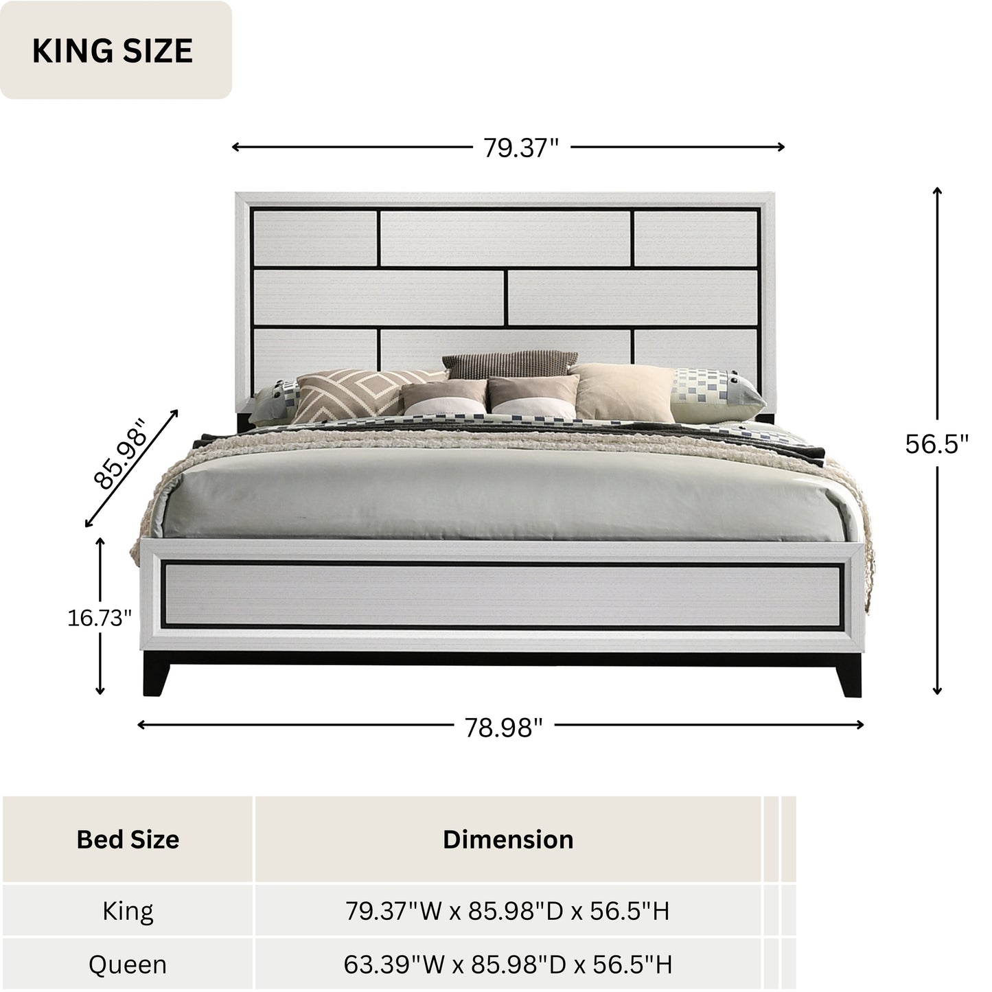 Stout Contemporary Carved Detailed Panel Bed in White