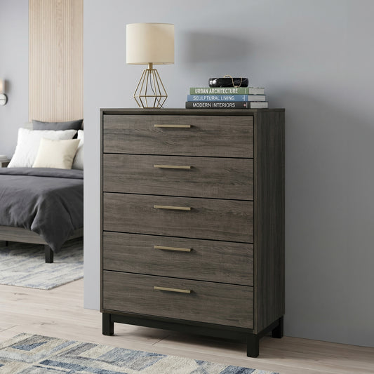 Ioana Antique Grey Finish Wood 5 Drawers Chest