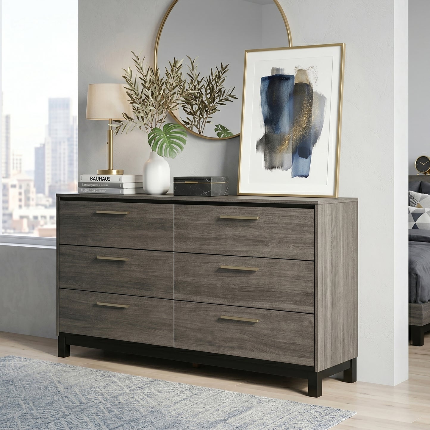Ioana Antique Grey Finish Wood 6-Drawer Dresser