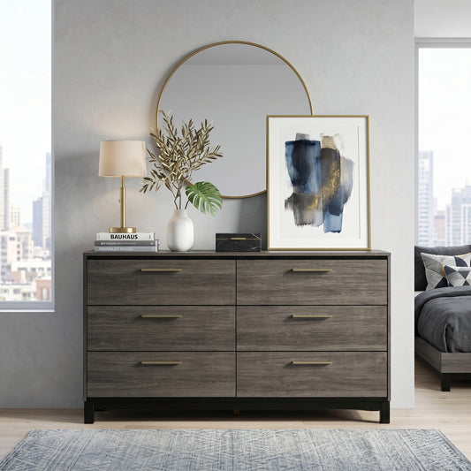Ioana Antique Grey Finish Wood 6-Drawer Dresser