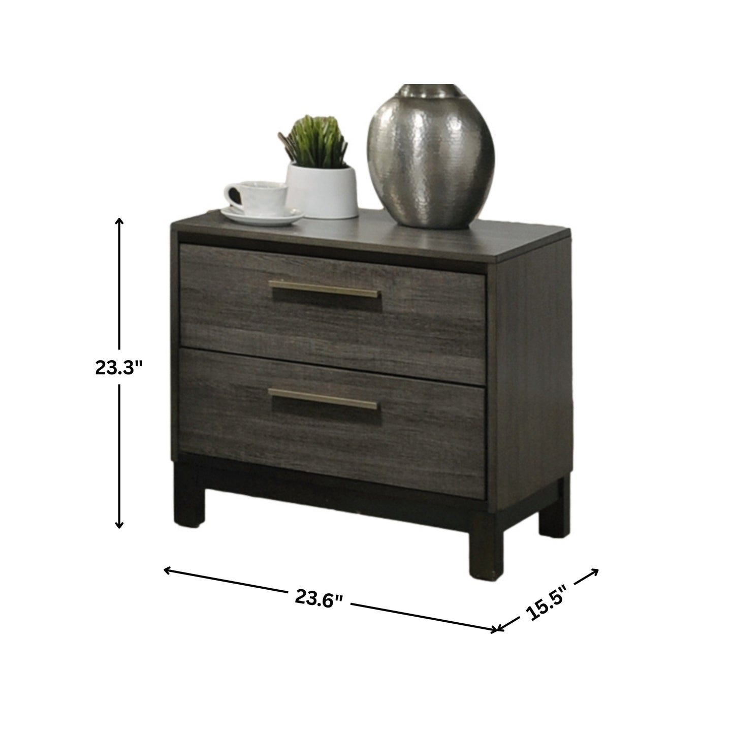 Ioana Antique Grey Finish Wood 2 Drawers Night Stands