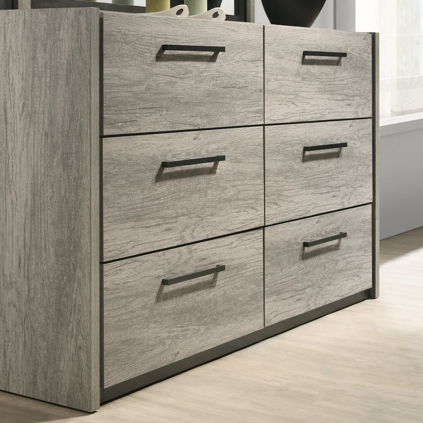 Roundhill Furniture Lenca 6-Drawer Dresser - Weathered Gray
