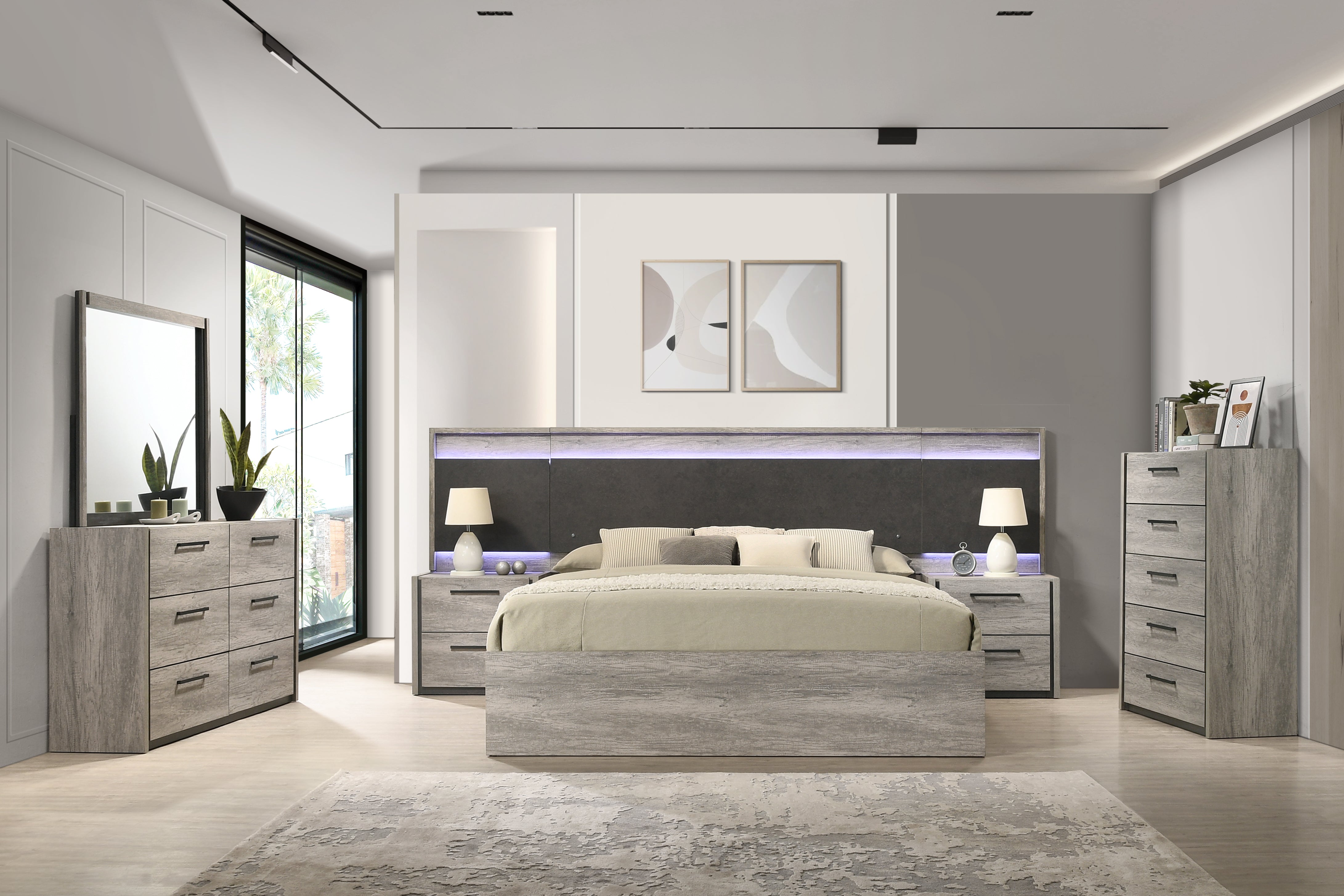 Wallbed Gray Weathered Roundhill - Collection Furniture Lenca LED