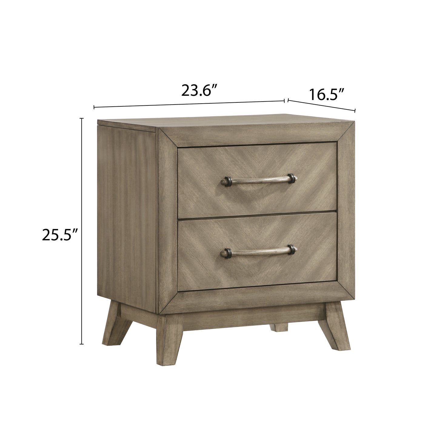 Roundhill Furniture Arena Contemporary 2-Drawer Nightstand in Antique Gray