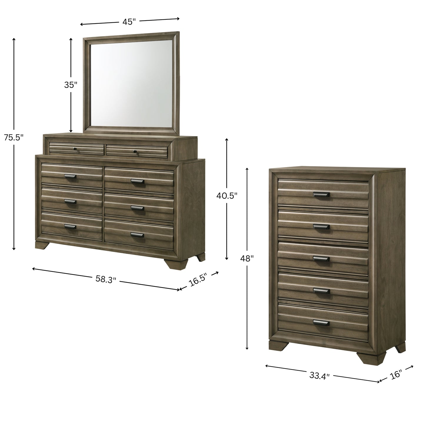 Loiret Light Gray Finish Wood Storage Platform Wallbed Collection
