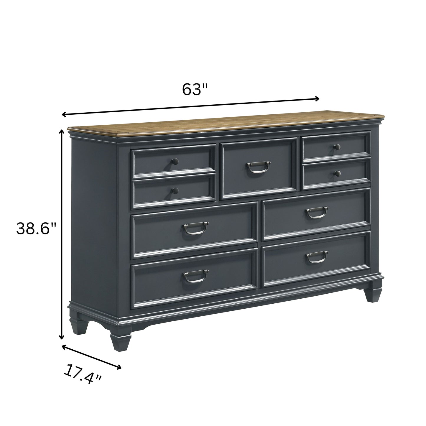 Roundhill Furniture Clelane Wood 7-Drawer Dresser