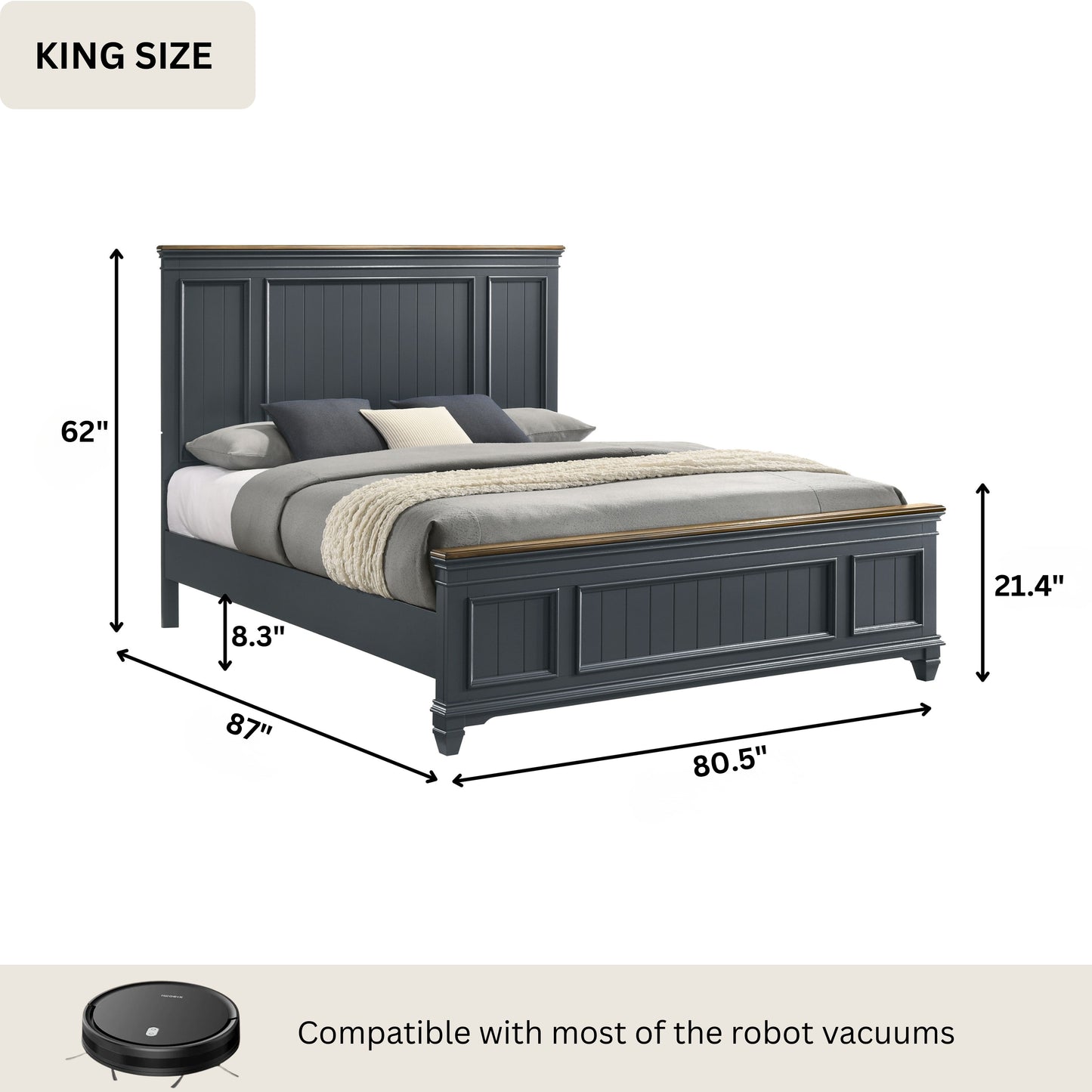 Roundhill Furniture Clelane Shiplap Wood Panel Bed