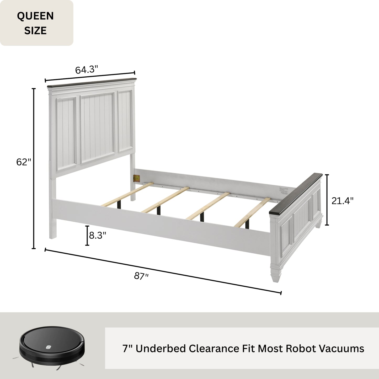 Clelane Wood Bedroom Set with Shiplap Panel Bedroom Collection, Weathered White and Gray