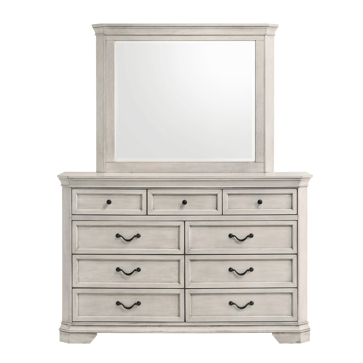 Tabner Maderne Traditional Wood 9-Drawer Dresser with Mirror