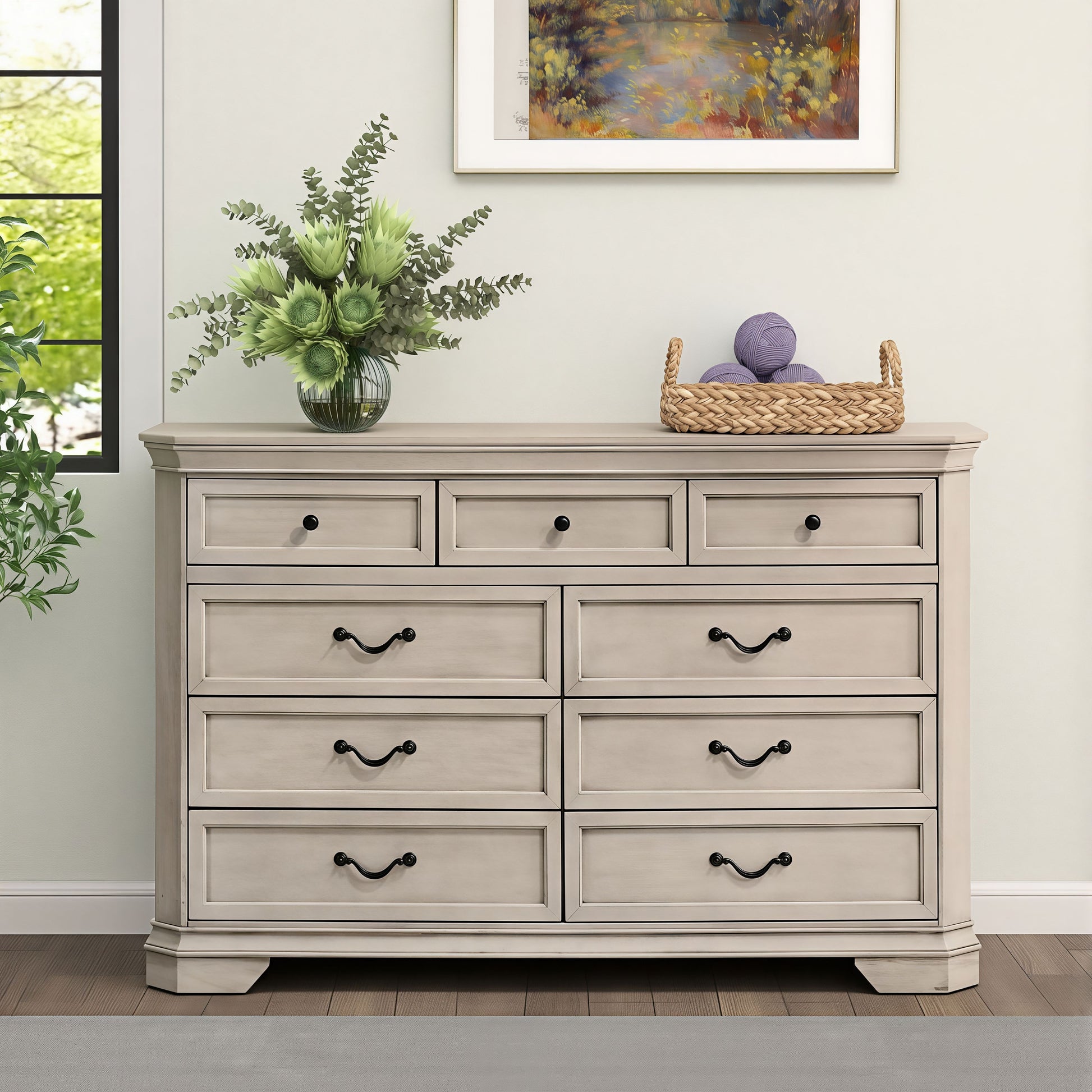 nine drawer dresser Roundhill Furniture Maderne Traditional Wood 9-Drawer Dresser