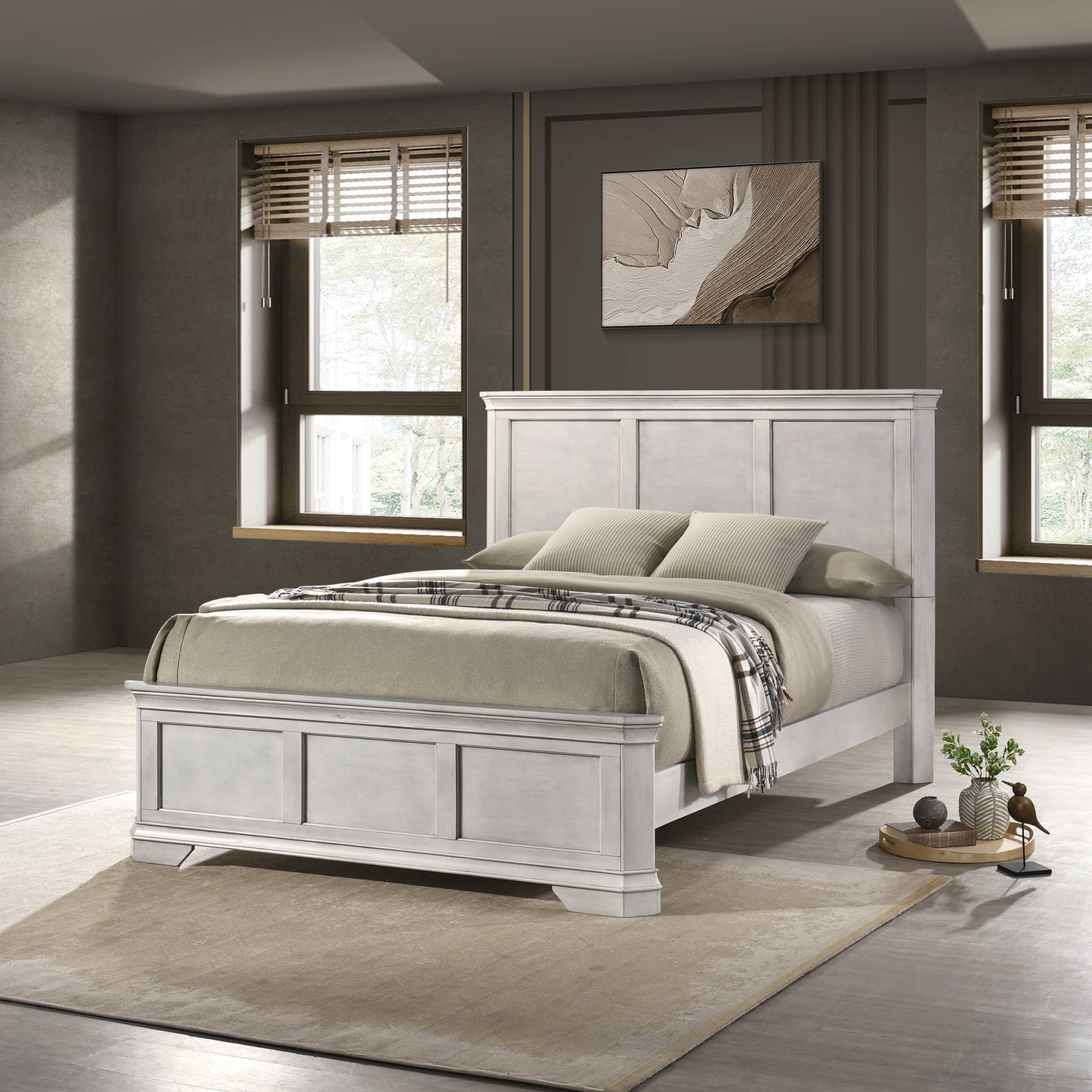 Roundhill Furniture Maderne Traditional Wood Panel Bed