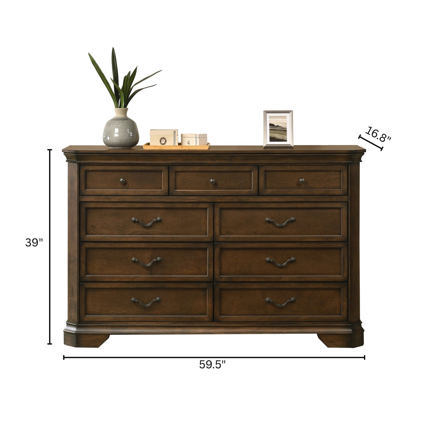 Roundhill Furniture Maderne Traditional Wood 9-Drawer Dresser