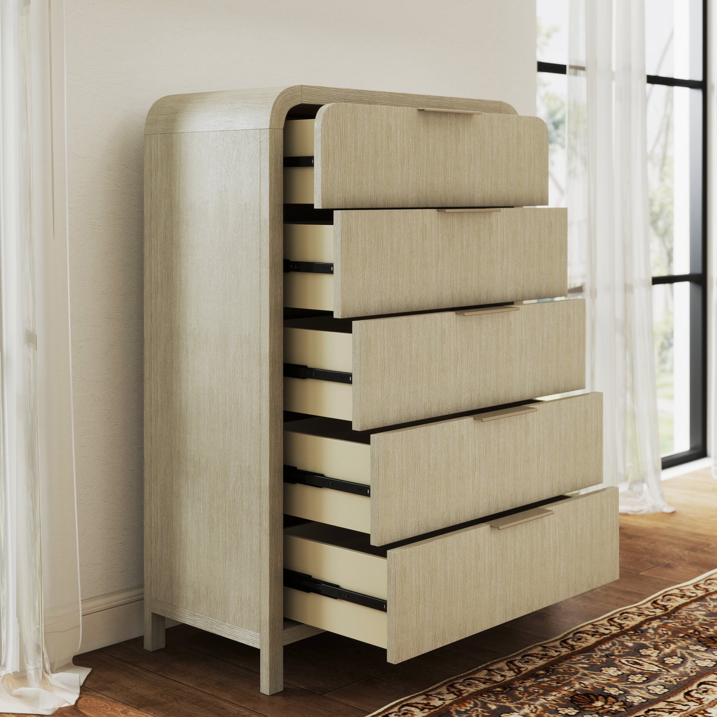 Roundhill Furniture Tavari Contemporary 5-Drawer Wood Chest, Light Gray