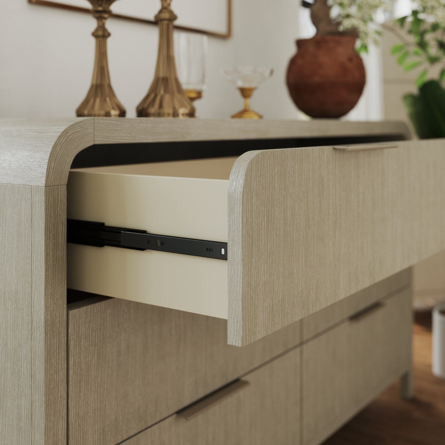 Roundhill Furniture Tavari Contemporary 6-Drawer Wood Dresser, Light Gray