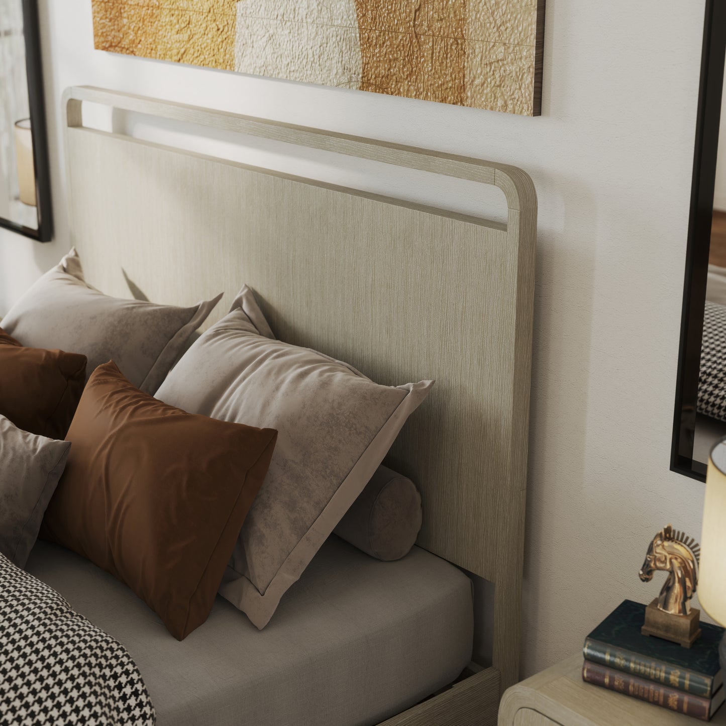 Roundhill Furniture Tavari Wood Panel Bed, Light Gray Finish