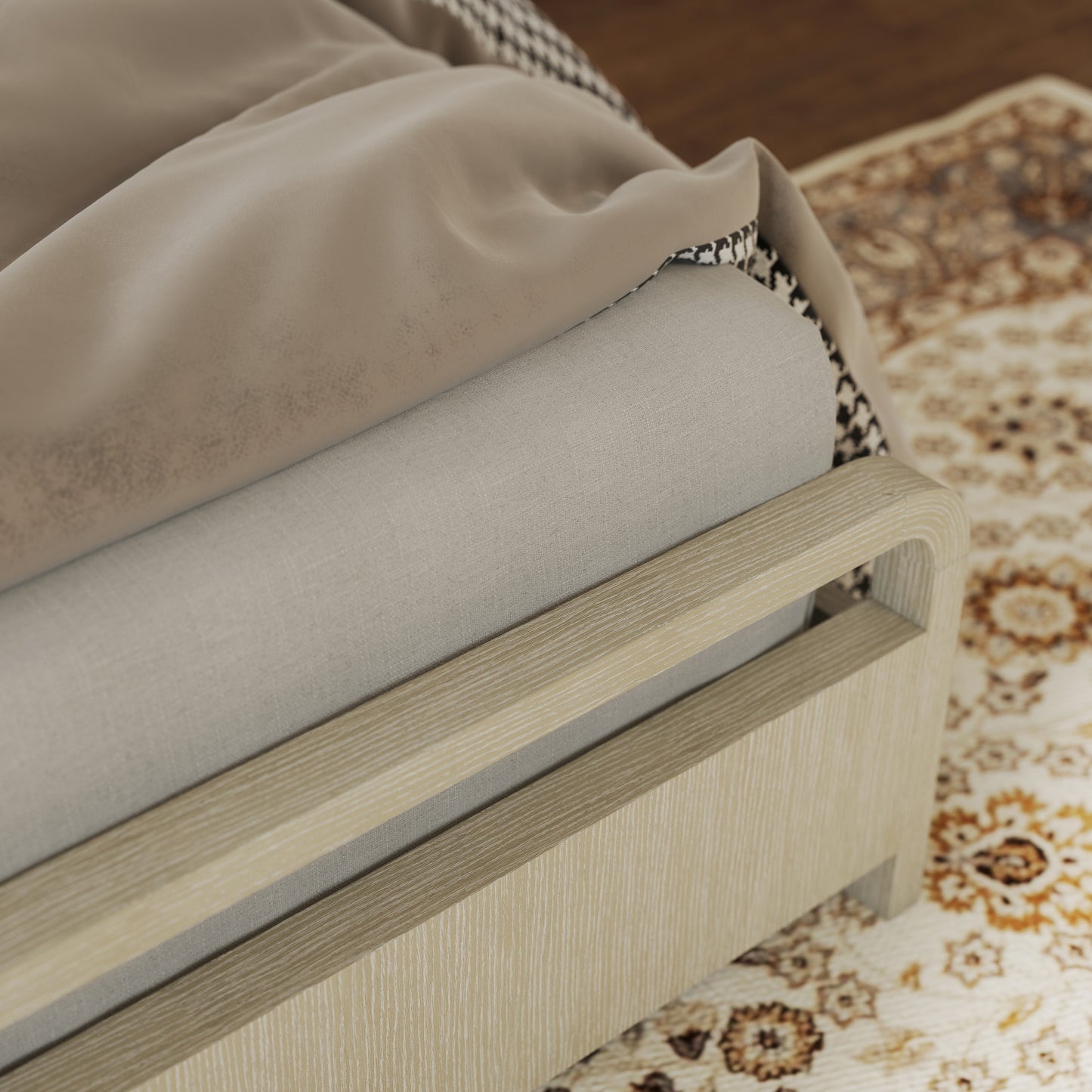 Roundhill Furniture Tavari Wood Panel Bed, Light Gray Finish