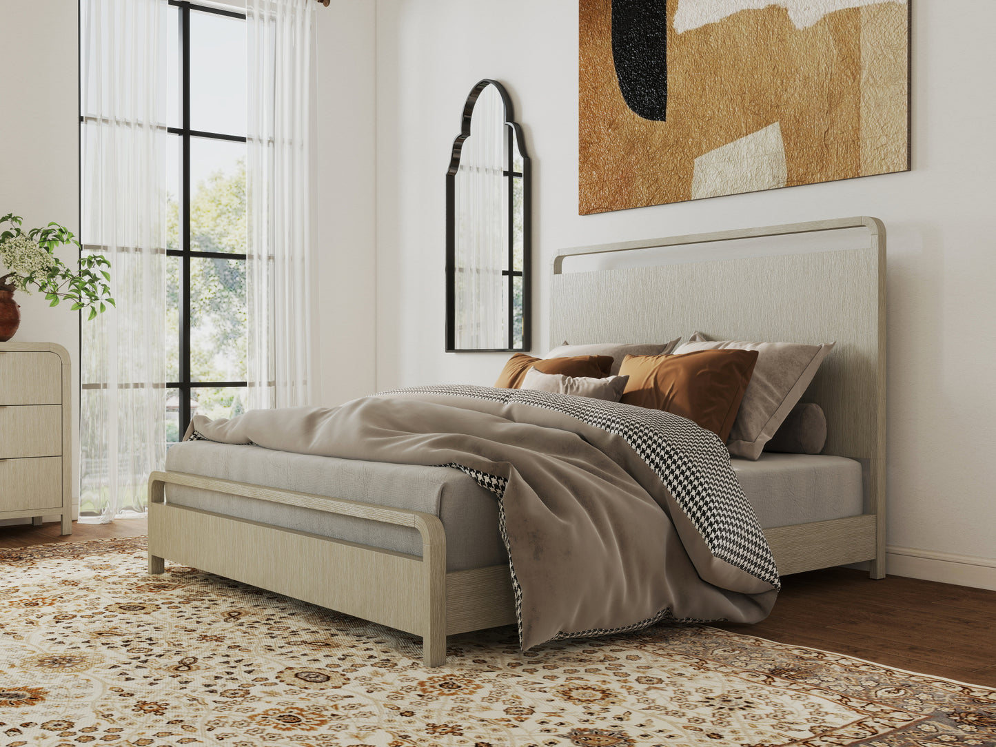 Roundhill Furniture Tavari Wood Panel Bed, Light Gray Finish