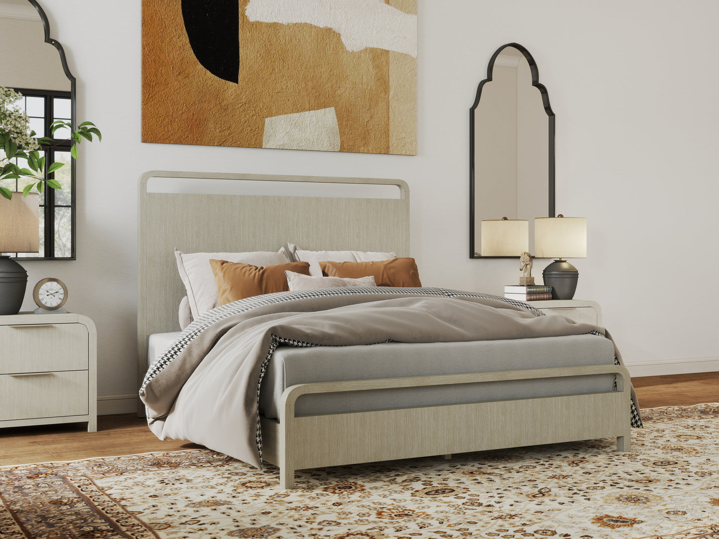 Roundhill Furniture Tavari Wood Panel Bed, Light Gray Finish