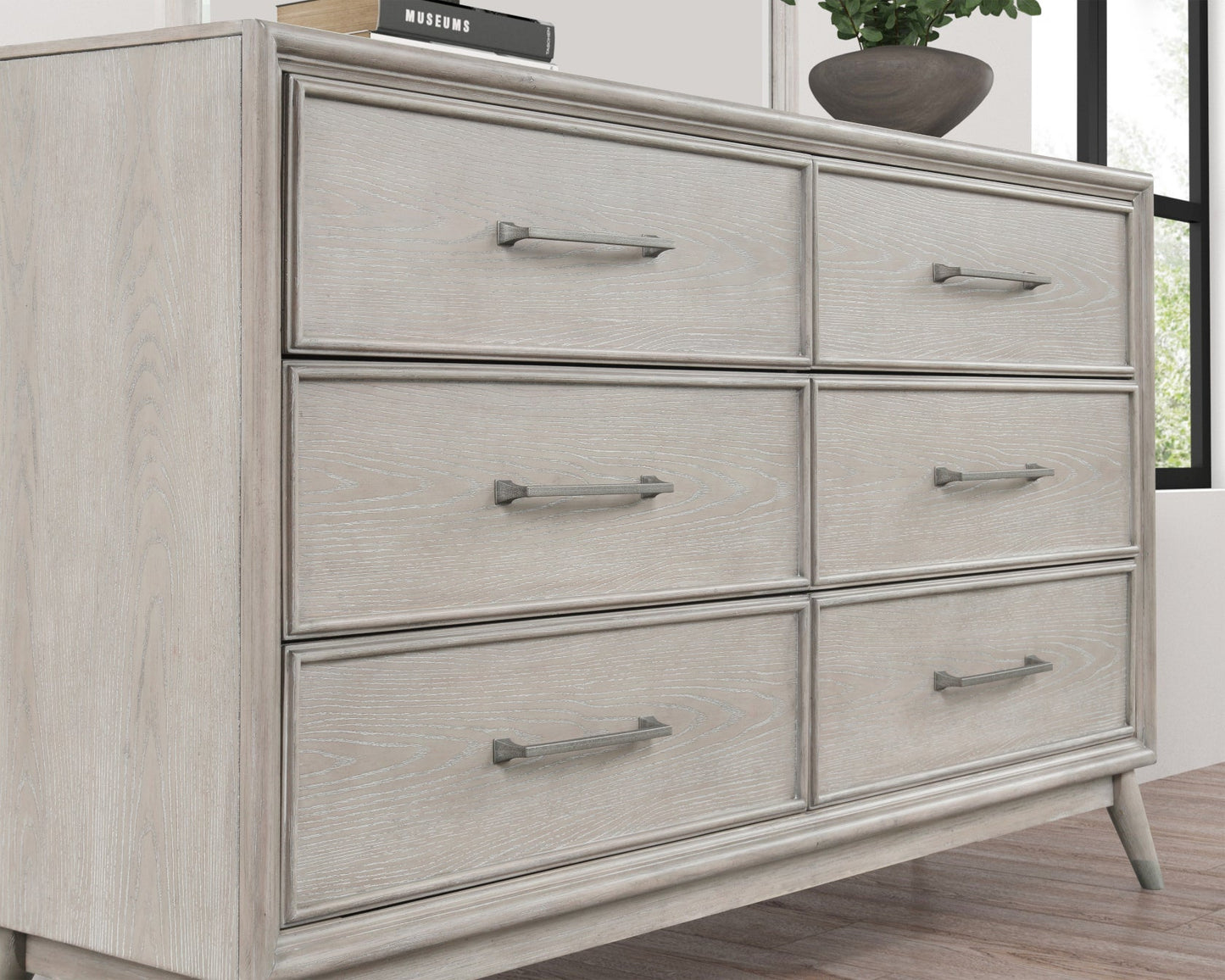 Roundhill Furniture Seluna 6-Drawer Bedroom Dresser, Gray Oak Finish