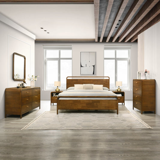 Roundhill Furniture Eldren Wood Bedroom Collection, Walnut Finish