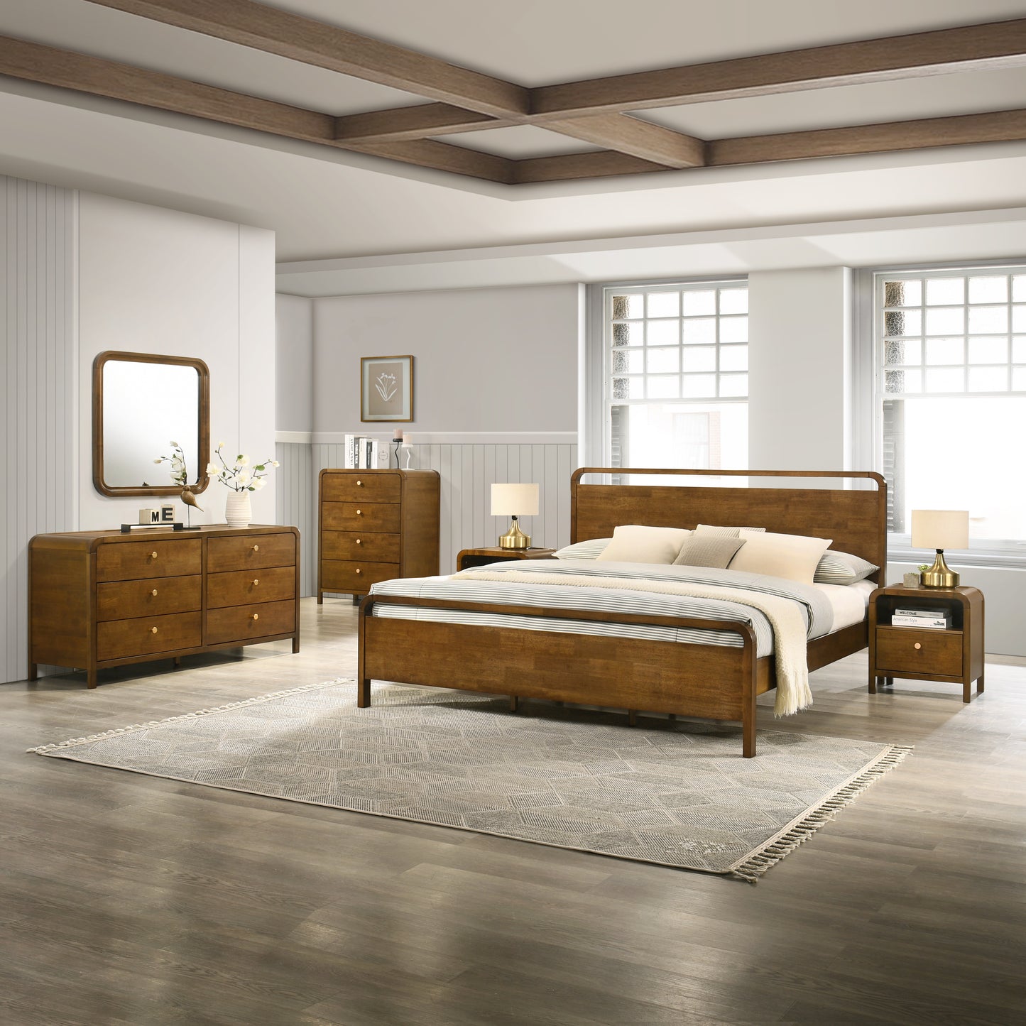Roundhill Furniture Eldren Wood Bedroom Collection, Walnut Finish