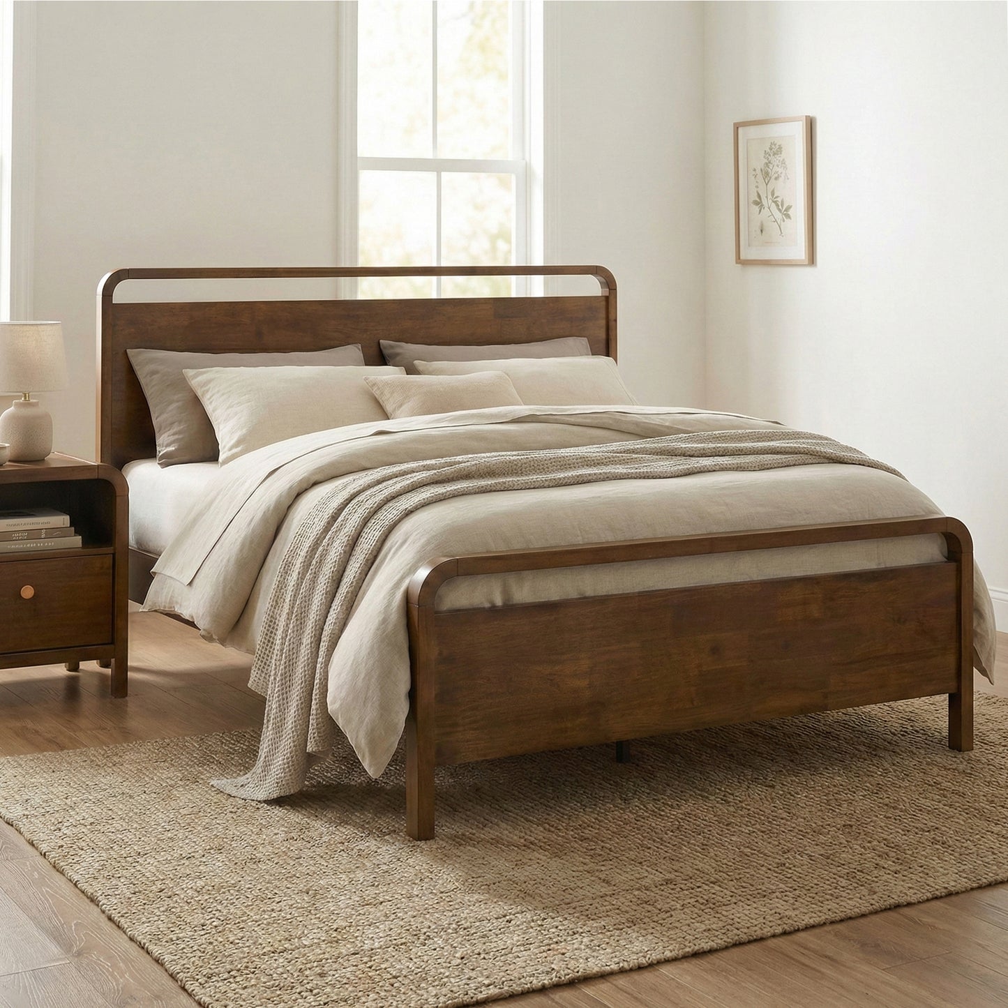 Roundhill Furniture Eldren Wood Bedroom Collection, Walnut Finish