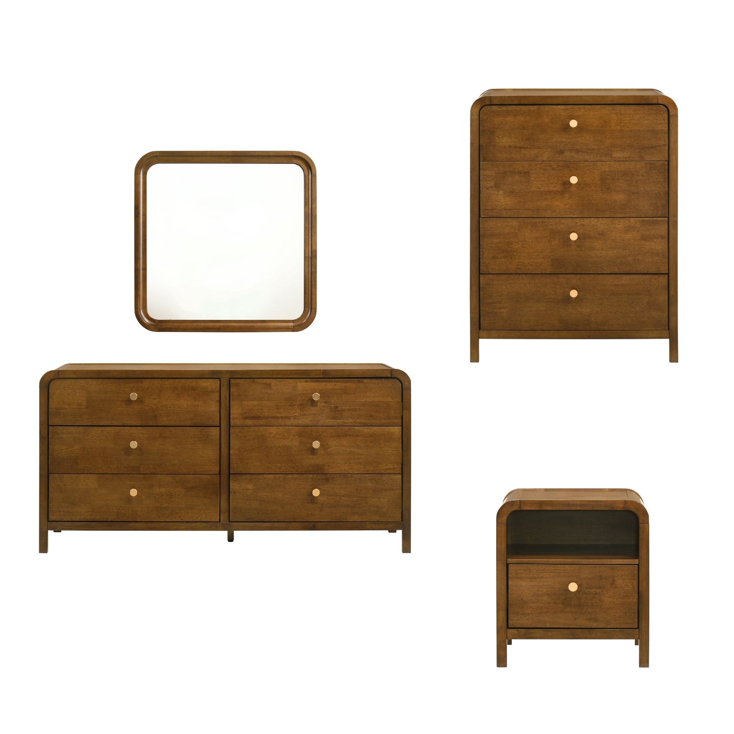 Roundhill Furniture Eldren Wood Bedroom Collection, Walnut Finish