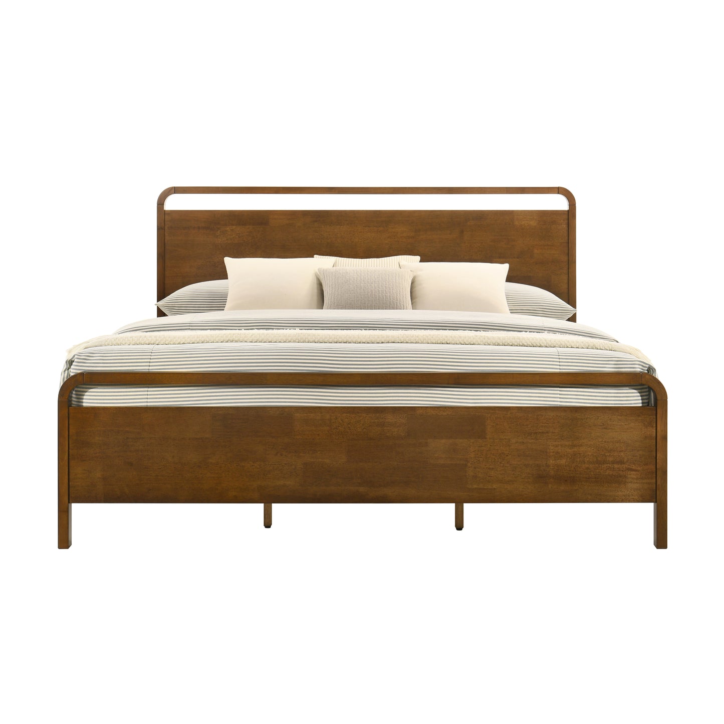 Roundhill Furniture Eldren Wood Platform Bed in Walnut Finish