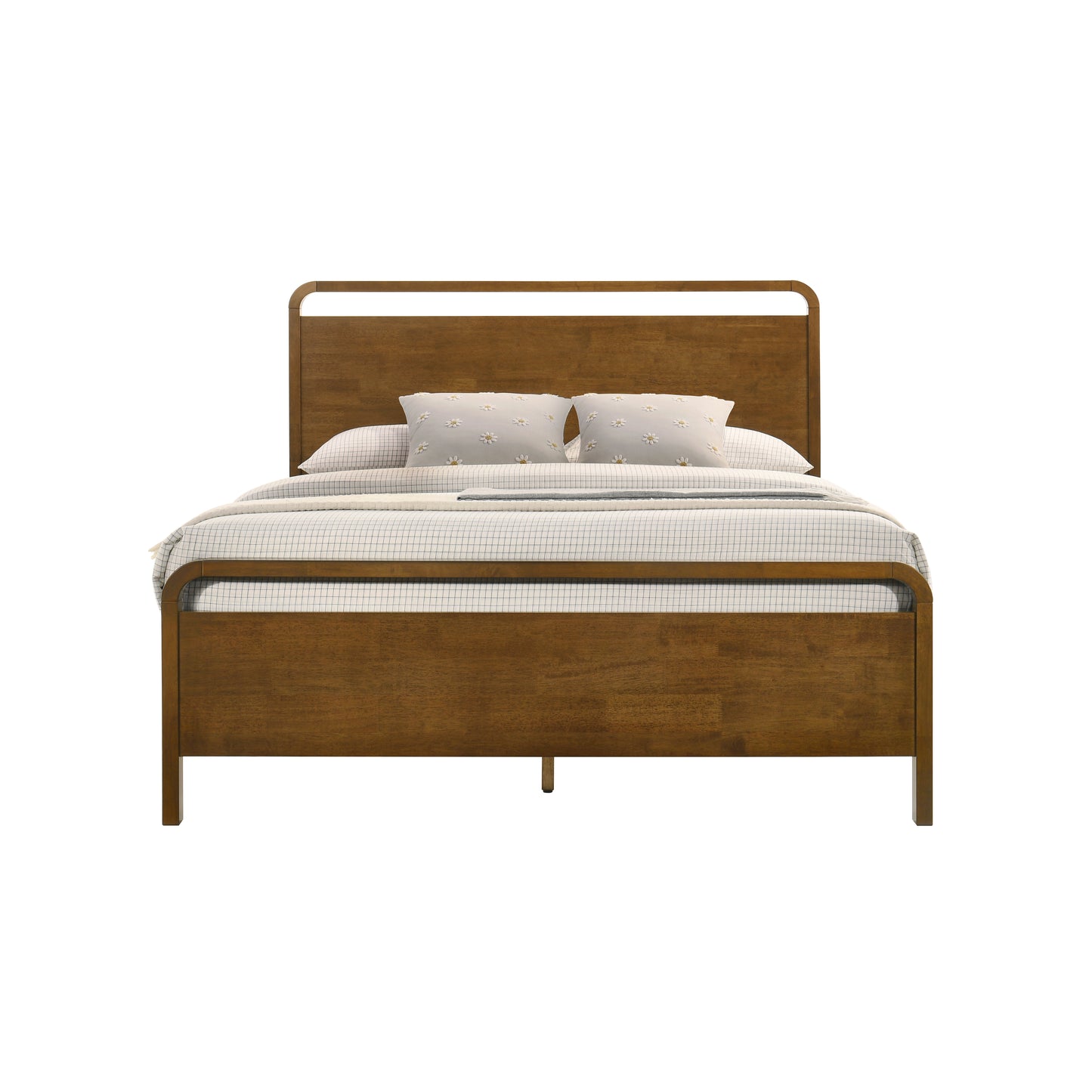 Roundhill Furniture Eldren Wood Platform Bed in Walnut Finish